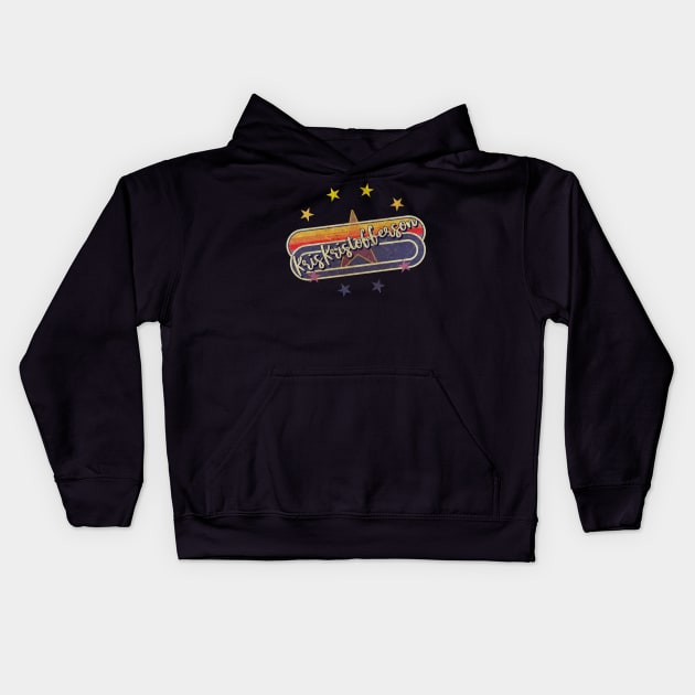 Kris Kristofferson ElaCuteOfficeGirl Vintage Kids Hoodie by ElaCuteOfficeGirl Waving Hand